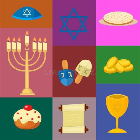Os ícones Tradicionais Dos Símbolos Da Igreja Do Judaísmo Ajustaram A