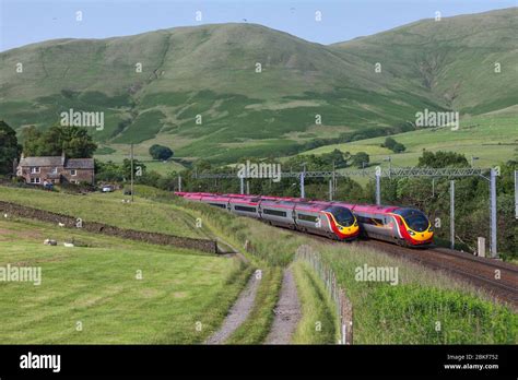 2 Virgin Trains Alstom Class 390 Pendolino Tilting Trains Passing On