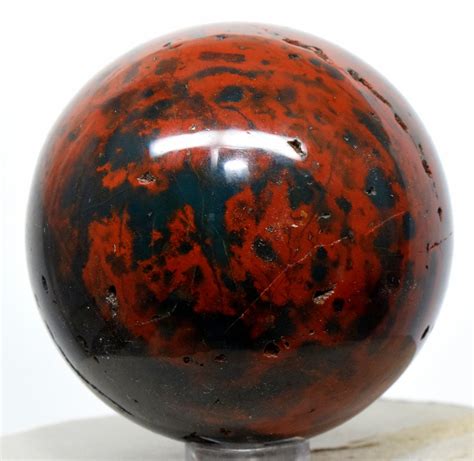 21 210g Red On Green Bloodstone Sphere Polished Natural Heliotrope