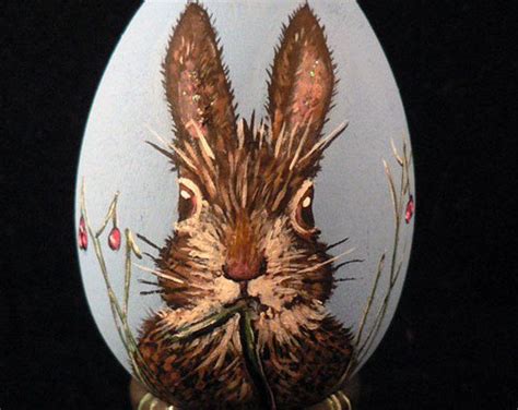 Easter Egg Hand Painted Bunny Etsy Handpainted Easter Eggs Egg