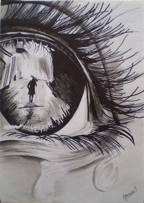 Crying Eye Reflection Drawing