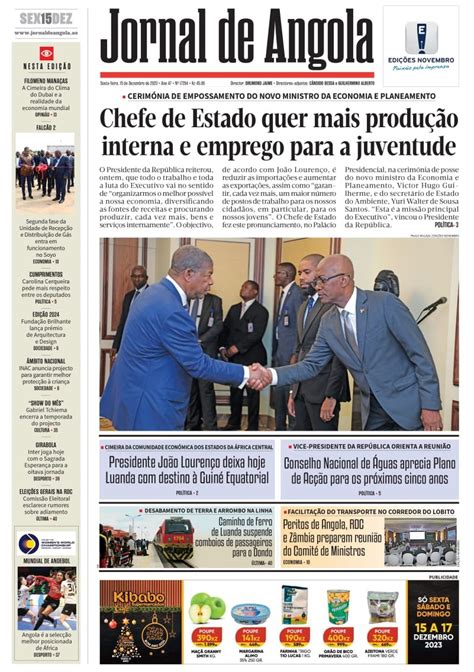 Jornal De Angola Sexta 15 De Dezembro De 2023