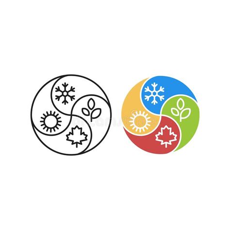 Four Season Winter Summer Autumn Spring Vector Logo Icon Template
