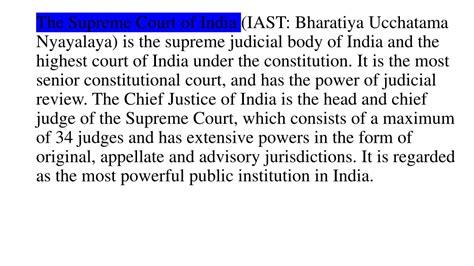 Ppt Supreme Court Of India Judgements Powerpoint Presentation Free