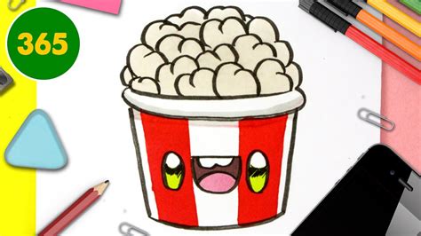 how to draw a cute popcorn kawaii youtube