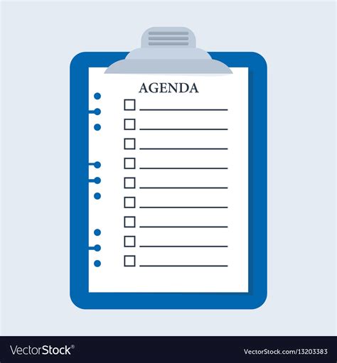 Agenda Check List Plate Royalty Free Vector Image