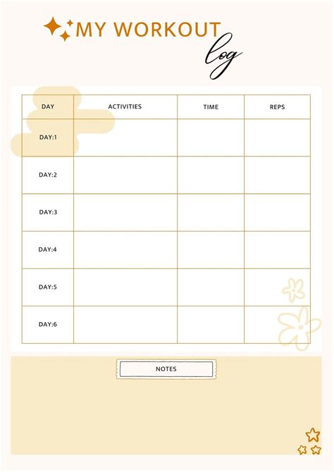 Microsoft Word Workout Log Template Free Word Template