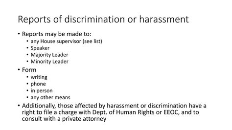 Minnesota House Of Representatives Policy Against Harassment And Discrimination Overview Of The