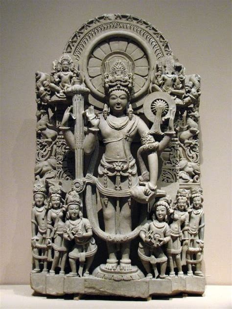 Stela Of A Four Armed Vishnu Sculpture Historical Sculptures Indian