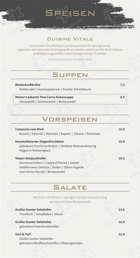 Carta De Meiser Altstadt Brasserie Meisers Café Dinkelsbühl