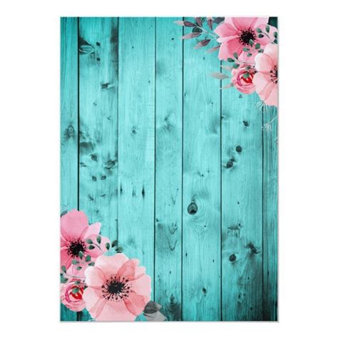 Teal And Pink Background ~ Rustic Country Wood Pink Floral Boho Teal