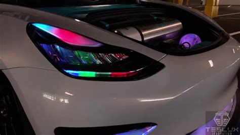 4k Insane Rgbw Flow Custom Headlights On A Bagged Tesla Model 3 And