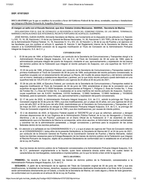 Diario Oficial De La Federación 7 De Julio De 2021 Coordinación