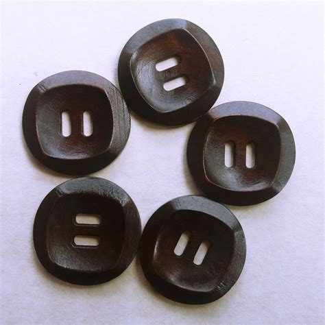 Wooden Buttons 30mm Dark Brown Square 2 Hole B21381 Set Of Etsy