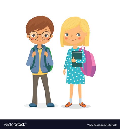 Elementary School Pupils Boy And Girl Royalty Free Vector