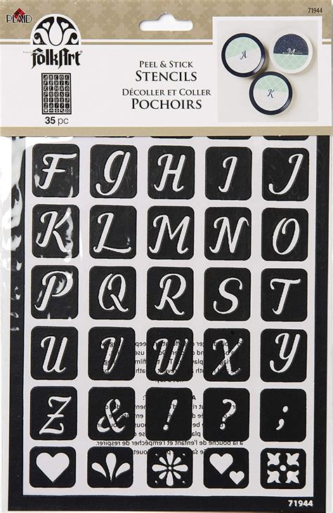 Folkart Peel And Stick Stencil 5 X 8 Script Alphabet