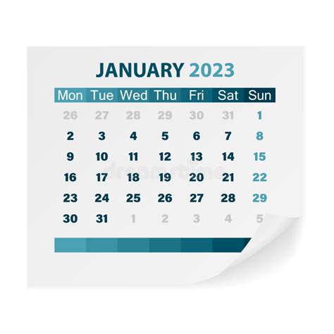 Calendar January 2023 Stock Vector Illustration Of Template 254598219