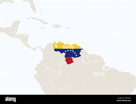 South America With Highlighted Venezuela Map Vector Illustration Stock