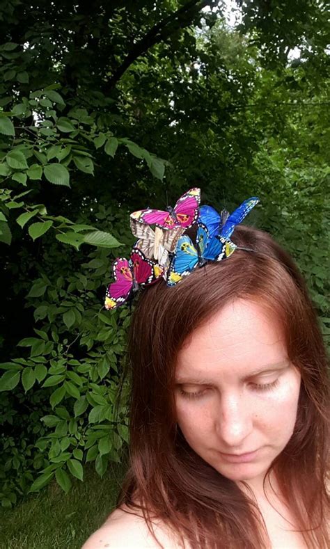 Butterfly Crown Headdress Blue Purple Monarch Feather Etsy