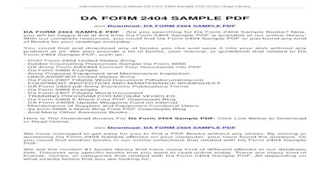 Da Form 2404 Sample Pdf 5988e And Da Form 2404 Equipment Inspection