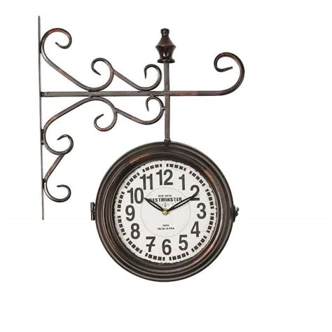 Yosemite Home Decor 16 In X 20 In Double Sided Iron Wall Clock With