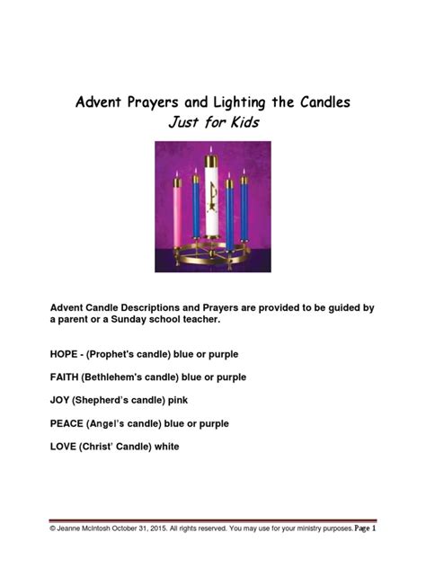 Advent Prayers And Candle Lighting For Kids Pdf Advent Jesus