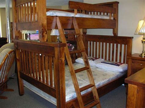 Rough Sawn Single Over Double Pine Bunk Bed Solid Wood Mennonite