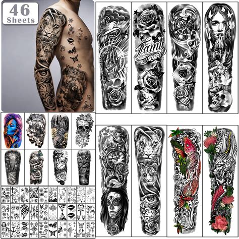 Buy Extra Large Full Arm Waterproof Temporary Tattoos Sheets And Half