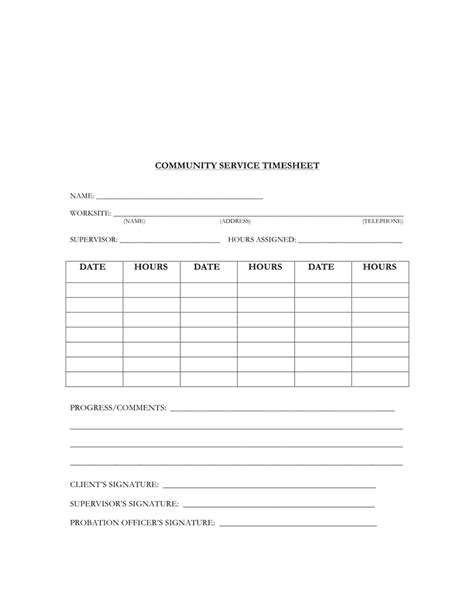 Community Service Timesheet Template In Word And Pdf Formats