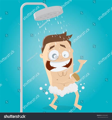 Happy Man Taking Shower Stock Vector Royalty Free 490363891