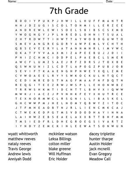 7th Grade Word Search Wordmint