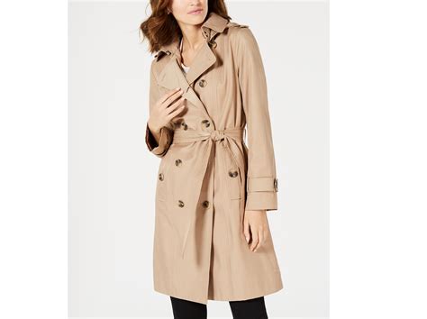 London Fog Womens Double Breasted Trench Coat With Removable Hood