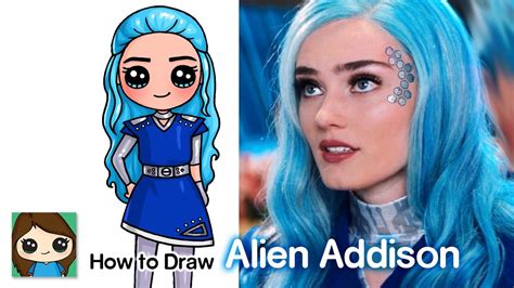 How To Draw Addison As An Alien Disney Zombies Easy Drawings