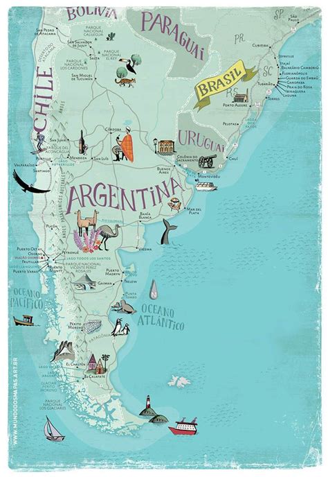 Map Argentina Bolívia Chile Brazil Paraguay Uruguay From