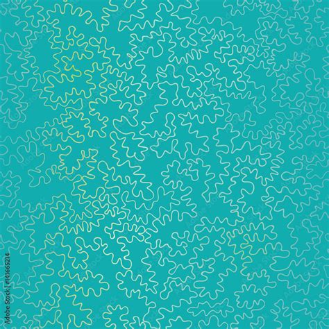 Vector Golden On Turquoise Blue Abstract Doodle Drawing Line Texture