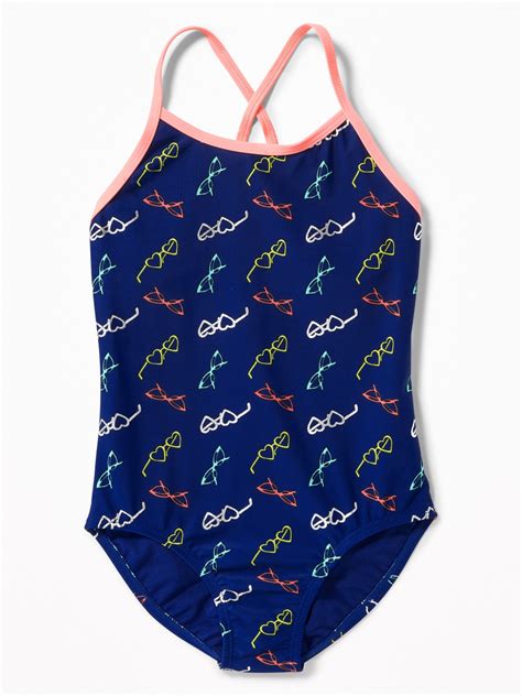 Printed Keyhole Back Swimsuit For Girls Old Navy