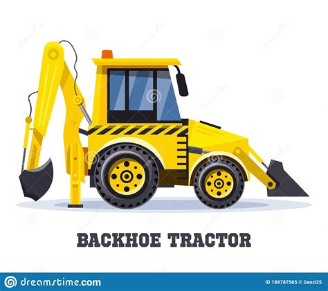 Backhoe Tractor Excavator Or Bulldozer Loader Stock Vector