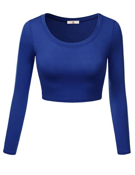 Nyl Womens Crop Top Round Neck Basic Long Sleeve Crop Top Made In Usa Ebay