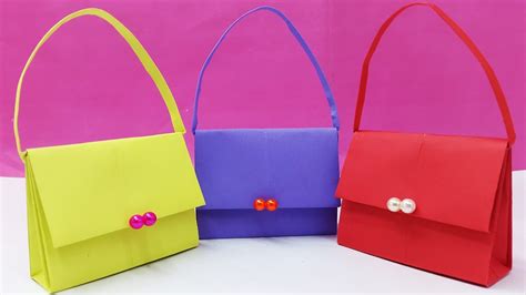 How To Make Bag With Color Paper Diy Paper Bag Tutorial Handbag