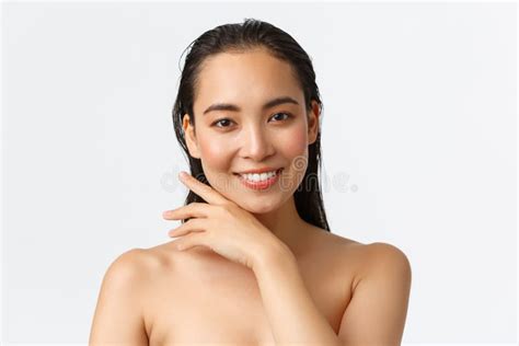 Skincare Bodycare Beauty And Bath Concept Close Up Of Sensual Attractive Asian Woman Standing
