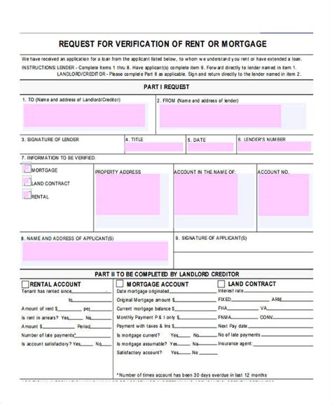 Free 8 Sample Mortgage Verification Forms In Pdf Ms Word