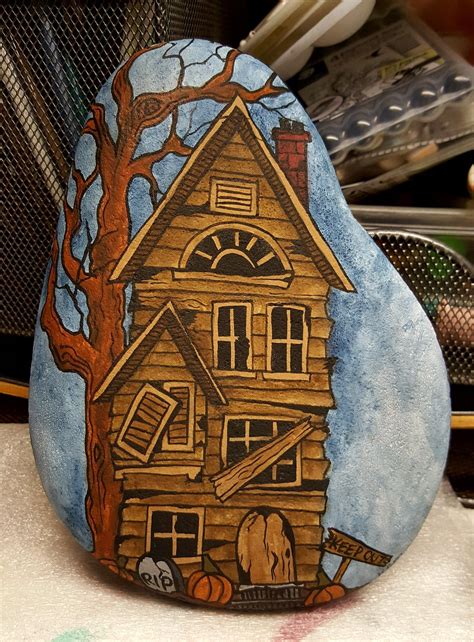 Haunted House Haunted House Halloween Haunted Houses Painted Rocks