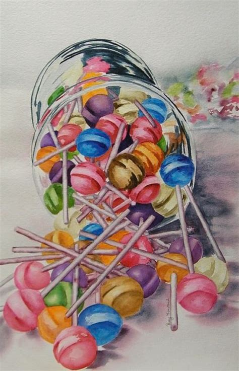 Terry Honstead Watercolor Lollypops Sweets Art Sweet Drawings