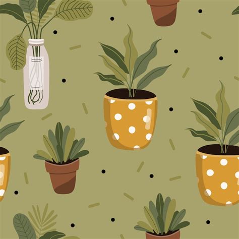 Premium Vector Seamless Pattern With Plants