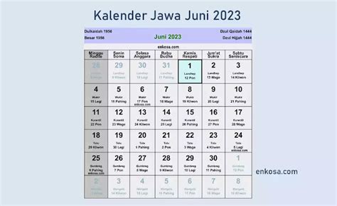 Kalender Jawa Januari 2023 Lengkap Hari Baik
