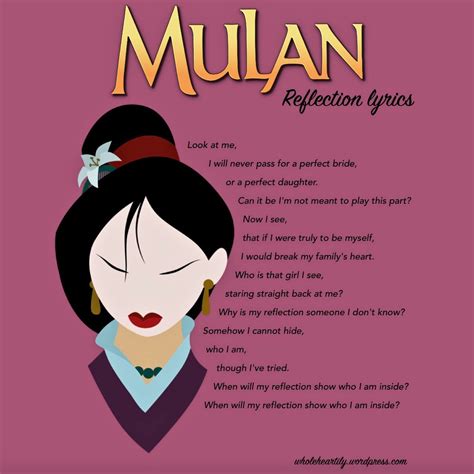 Reflection Lyrics Reflection Lyrics From Disneys Mulan Melissa