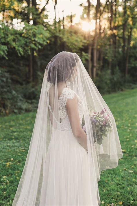 Cathedral Veil With Blusher Bridal Veil Ivory Cathedral Etsy In 2021