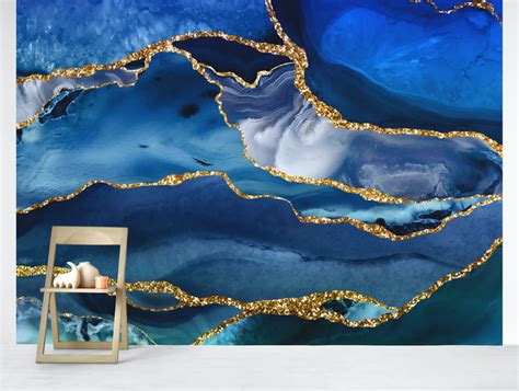 Buy Classic Blue Marble Mosaic 1 Wall Mural Free Us Shipping At