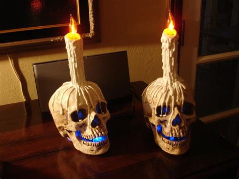 Skull Candles W Blue Led Inside~ Halloween Forum Member Creepy