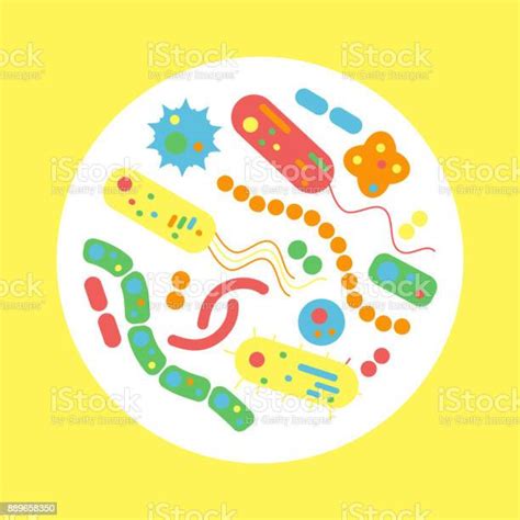 Bacterial Microorganism In A Circle Stock Illustration Download Image